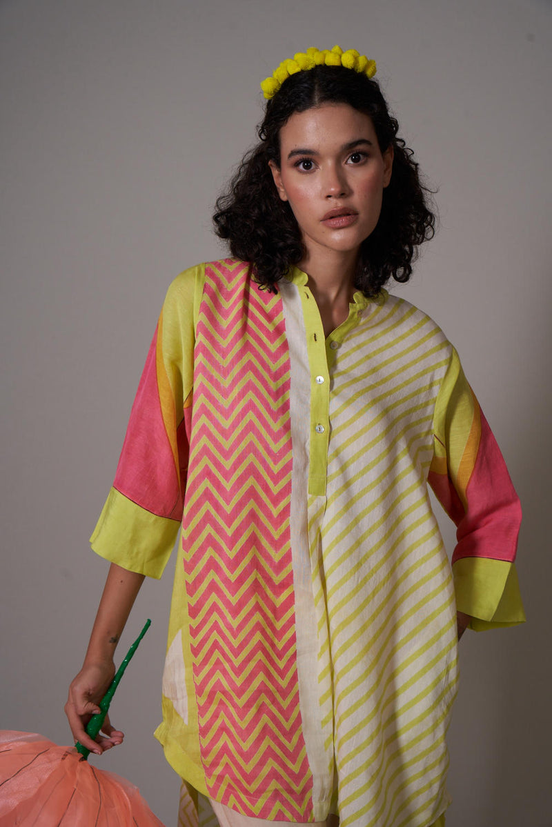 Kosumosu linen kurta set by Priti Prashant for women Worldwide
