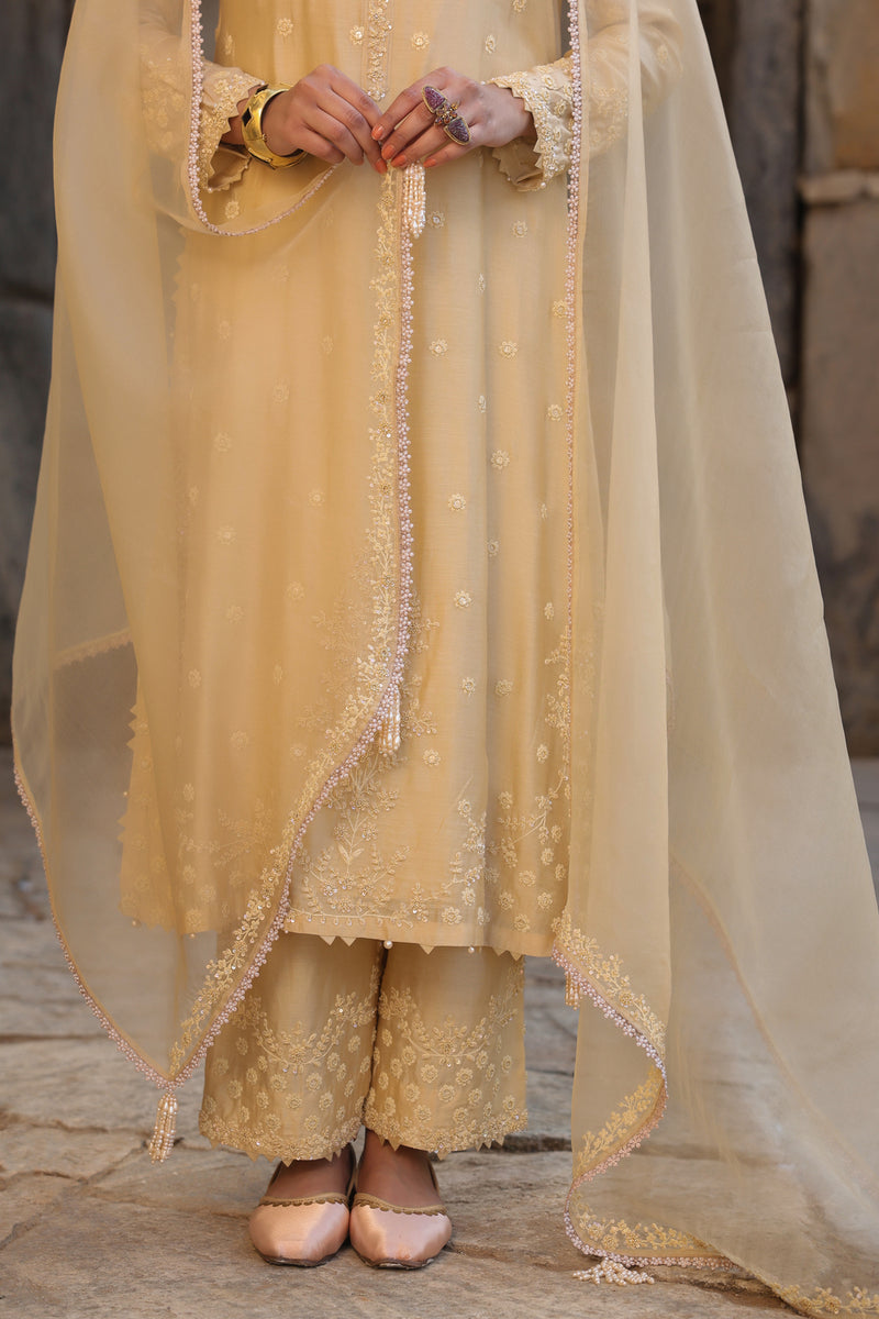 Vaayu Beige Light Buti Kurta Set silk modal kurta/kurta set by Niti Bothra in beige for women Worldwide