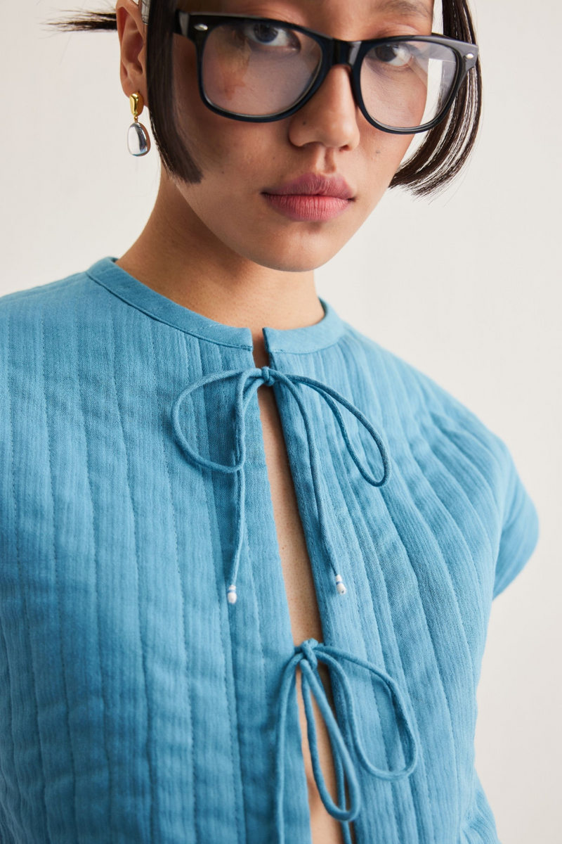 The Tidal Organic Cotton Reversible Vest cotton by SUI in blue color for women Worldwide