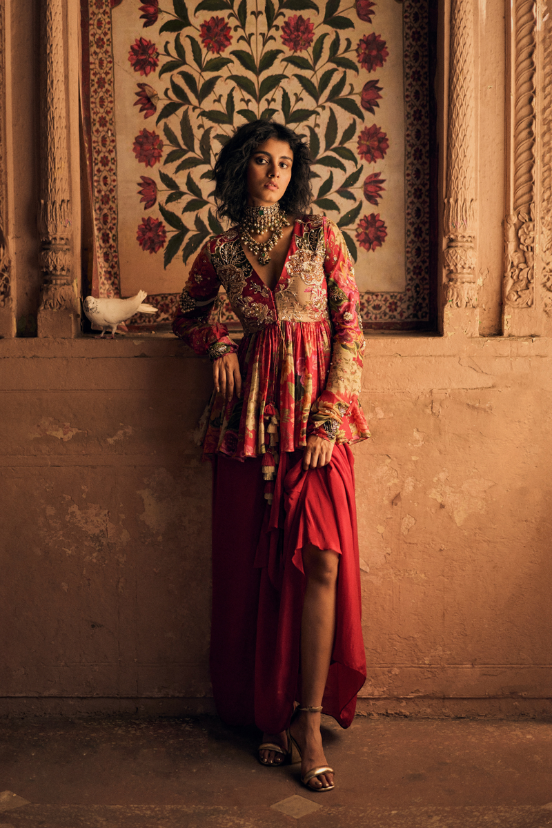 PH-2482
Peplum 
Skirt Set by Paulmi & Harsh for women Worldwide
