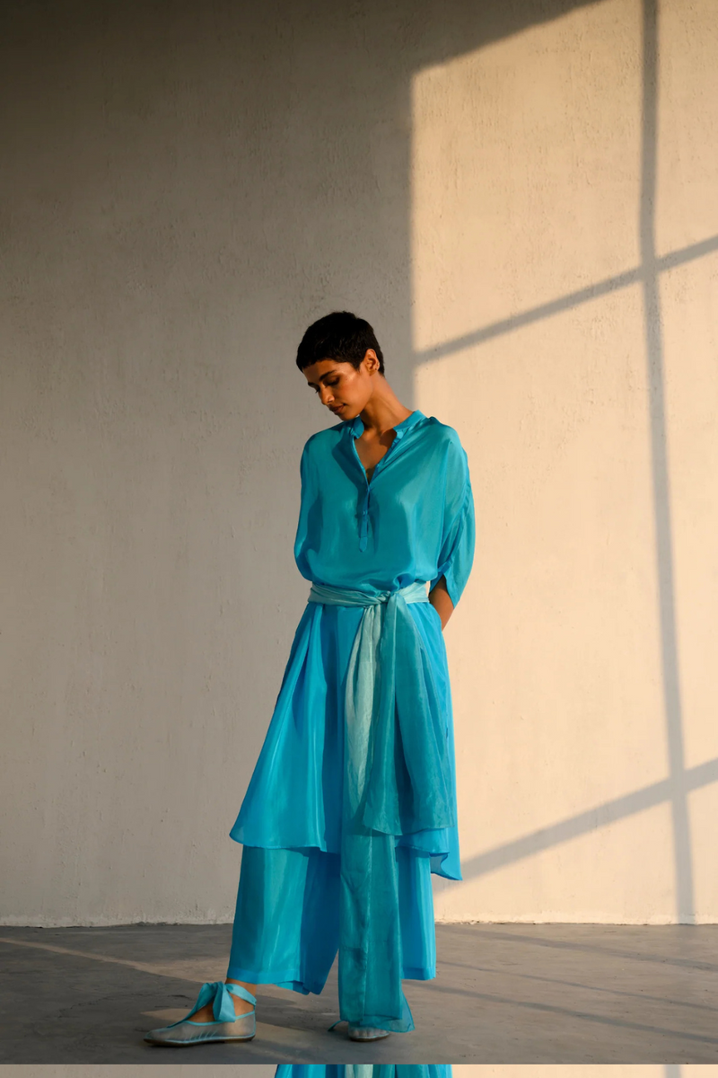 VIRYA SILK KURTA SET silk by Ituvana for women Worldwide