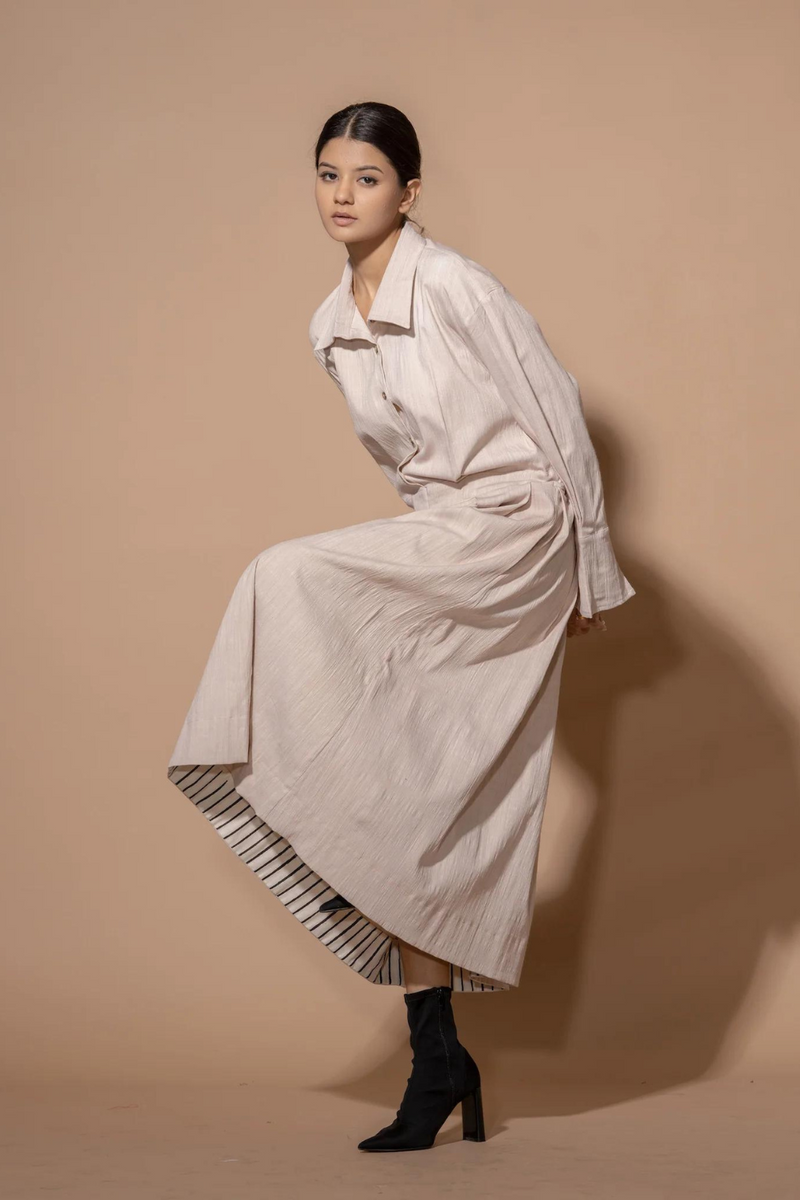 Rue Dress viscose lycra dresses by Stoique in beige for women Worldwide