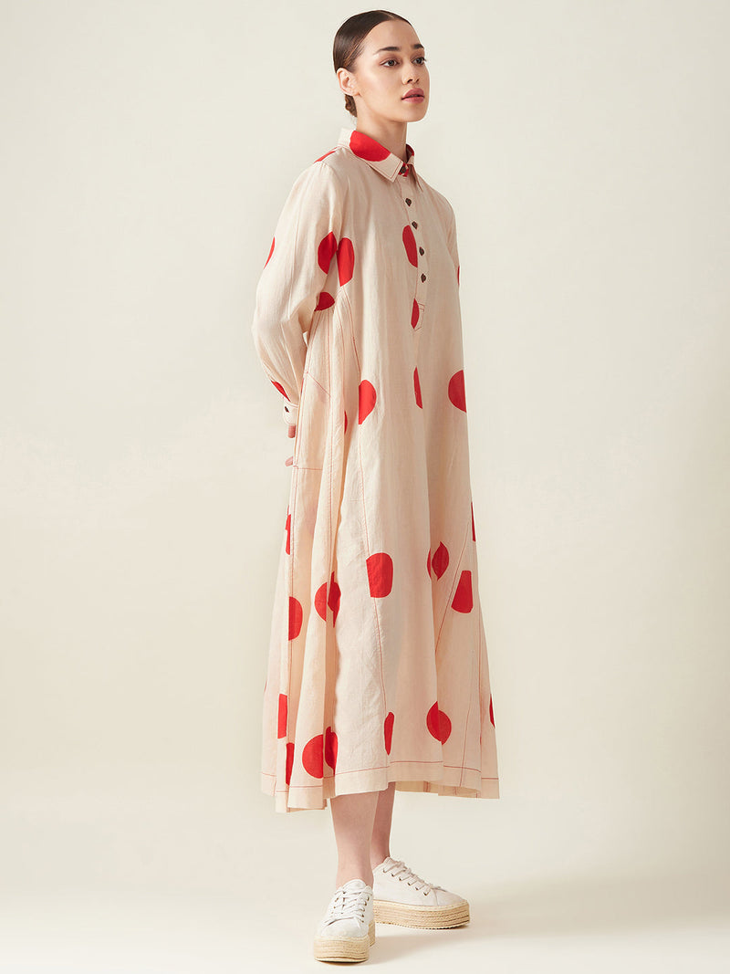 Polka Dress cotton Artisan made - Block Printed by Aavidi for women Worldwide