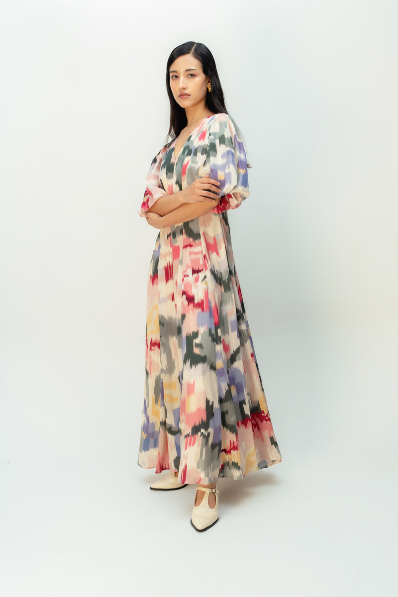 SUNWOVEN TALE DRESS crepe dress by Ode to Odd in multi for women Worldwide