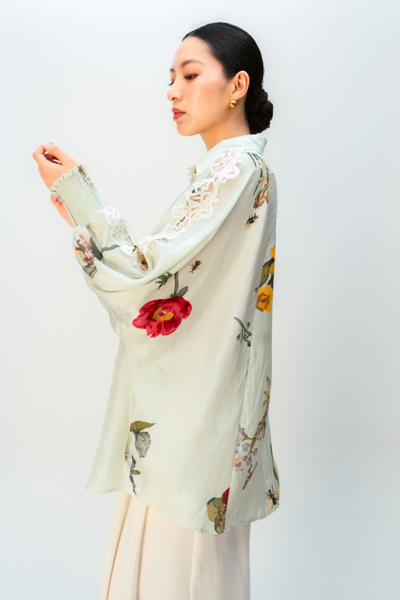PETAL POP SHIRT silk top/shirt by Ode to Odd in green for women Worldwide