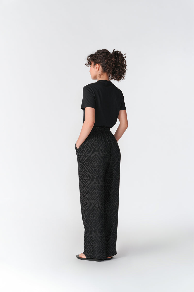 Jacquard Trousers pant/trouser by Turn Black in black for women Worldwide