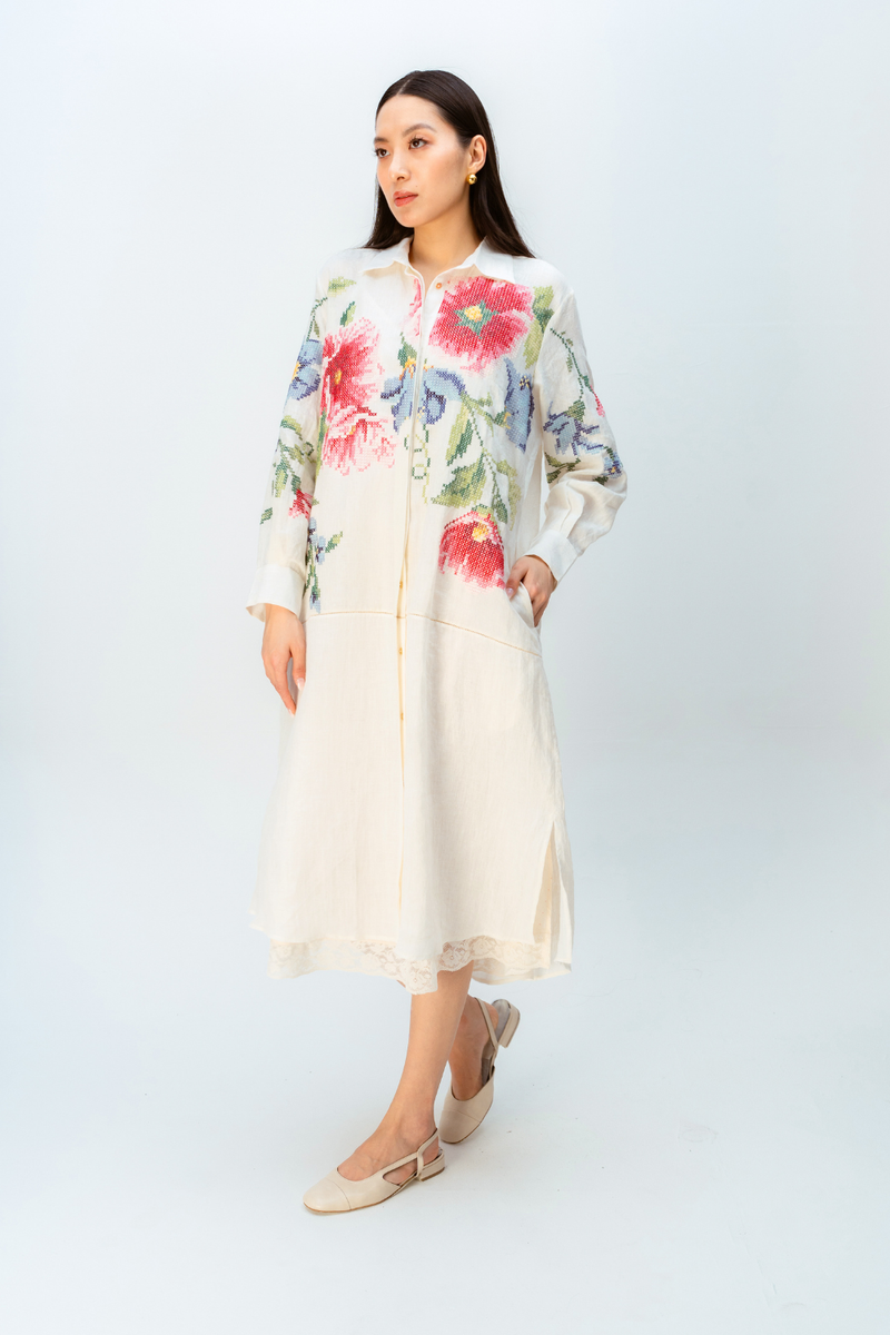 WINDFLOWER DRESS linen dress by Ode to Odd in off white for women Worldwide