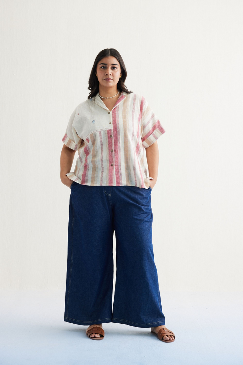 The Reef Shore Handwoven Kala Cotton Shirt cotton by SUI in white color for women Worldwide