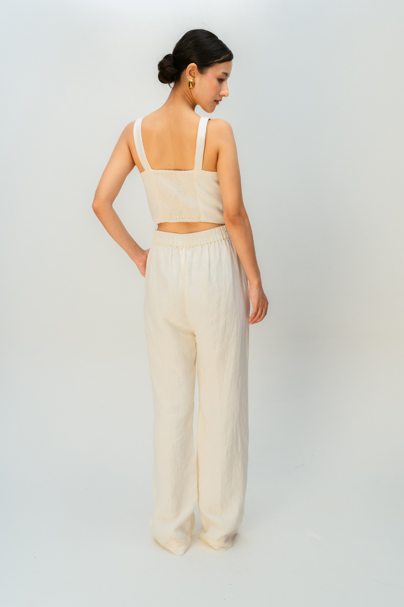 SOFT SAND TROUSER linen pant/trouser by Ode to Odd in off white for women Worldwide