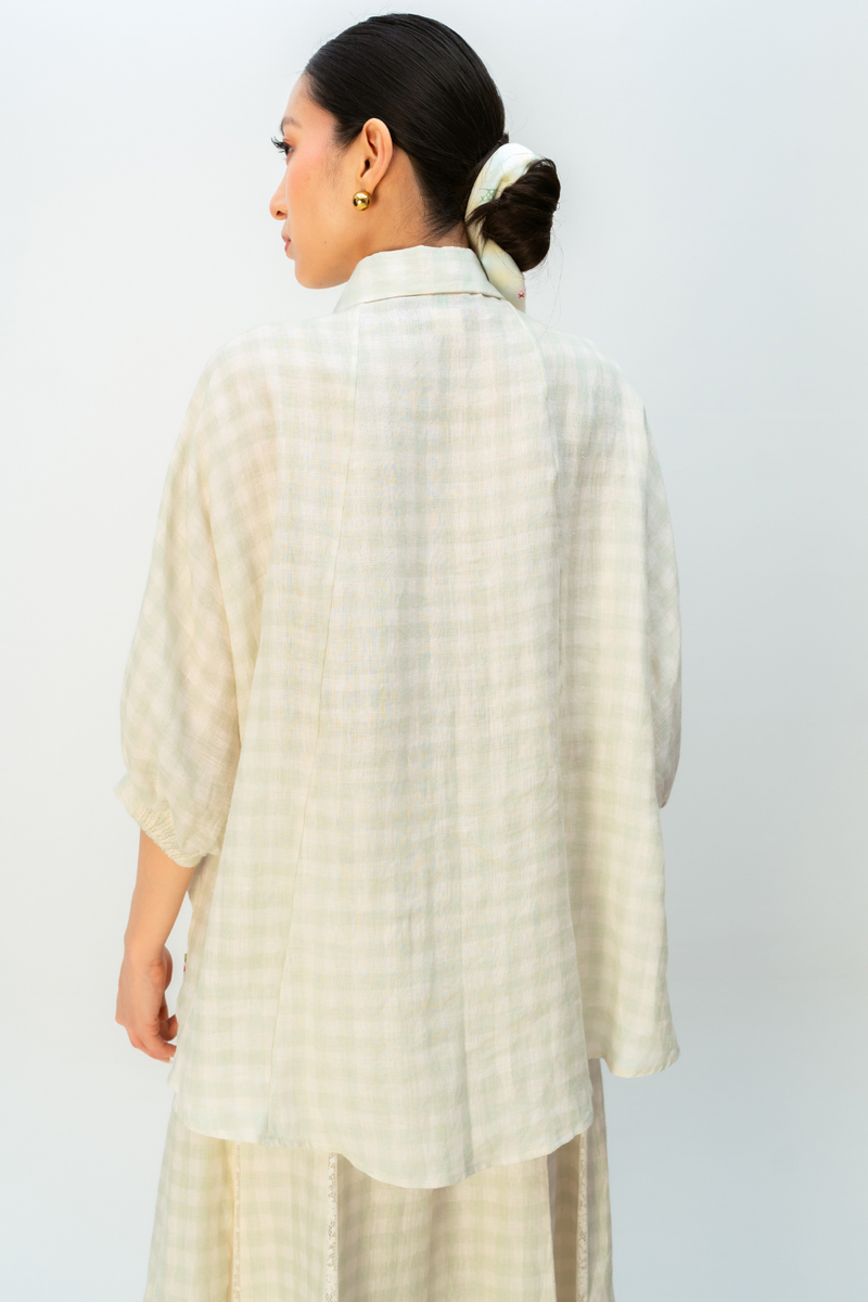 MORNING DUST SHIRT linen top/shirt by Ode to Odd in green for women Worldwide