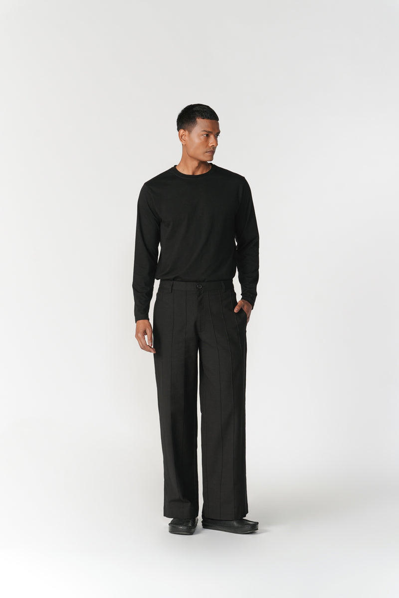Straight Leg Pin-Tuck Pants pant/trouser by Turn Black in black for men Worldwide