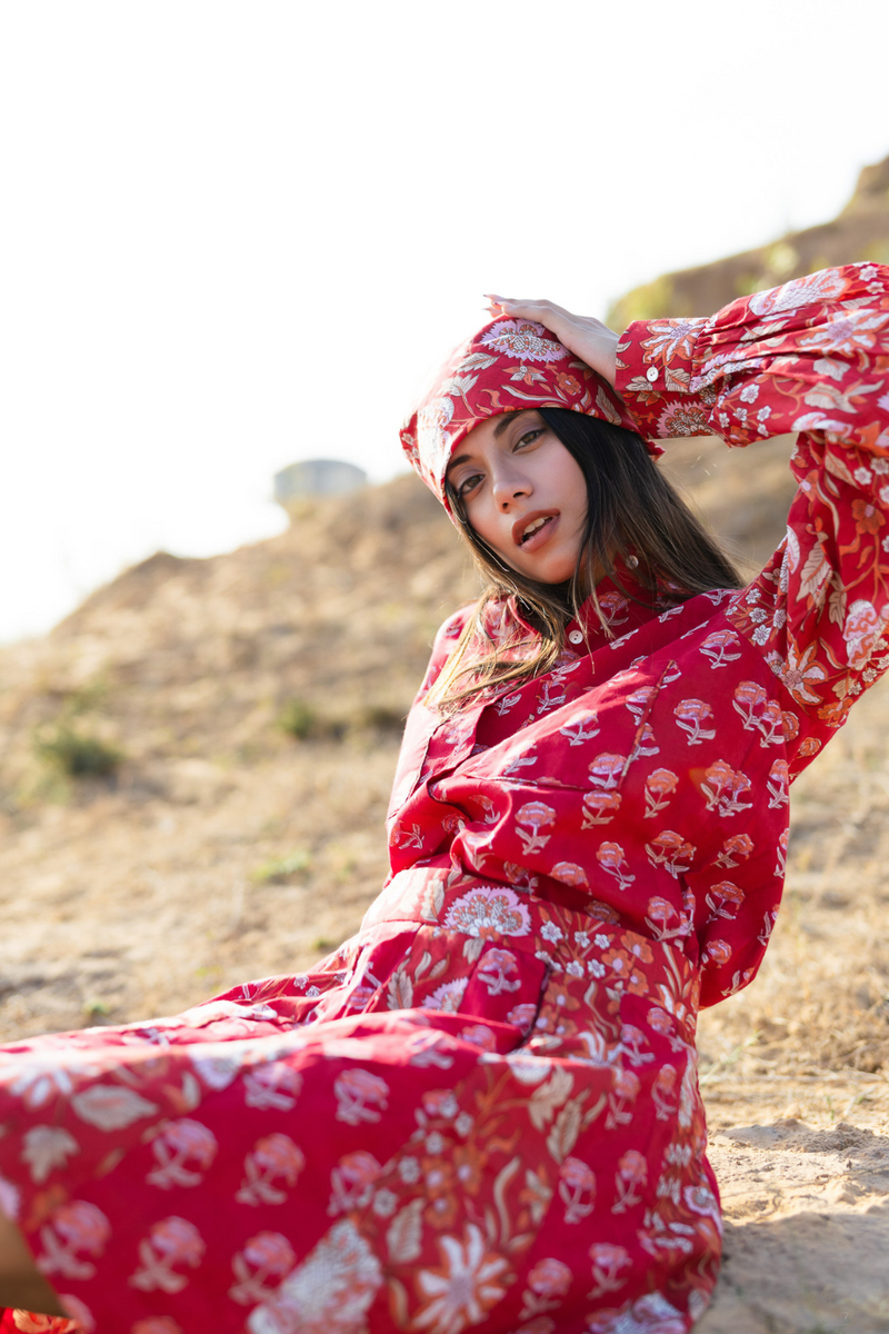 Strawberry Sangria cotton by Marche in red color for women Worldwide