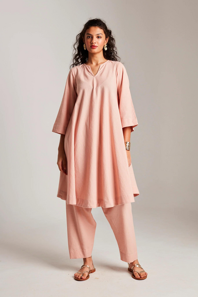 Rose Co-Linen Pheran Kurta Set