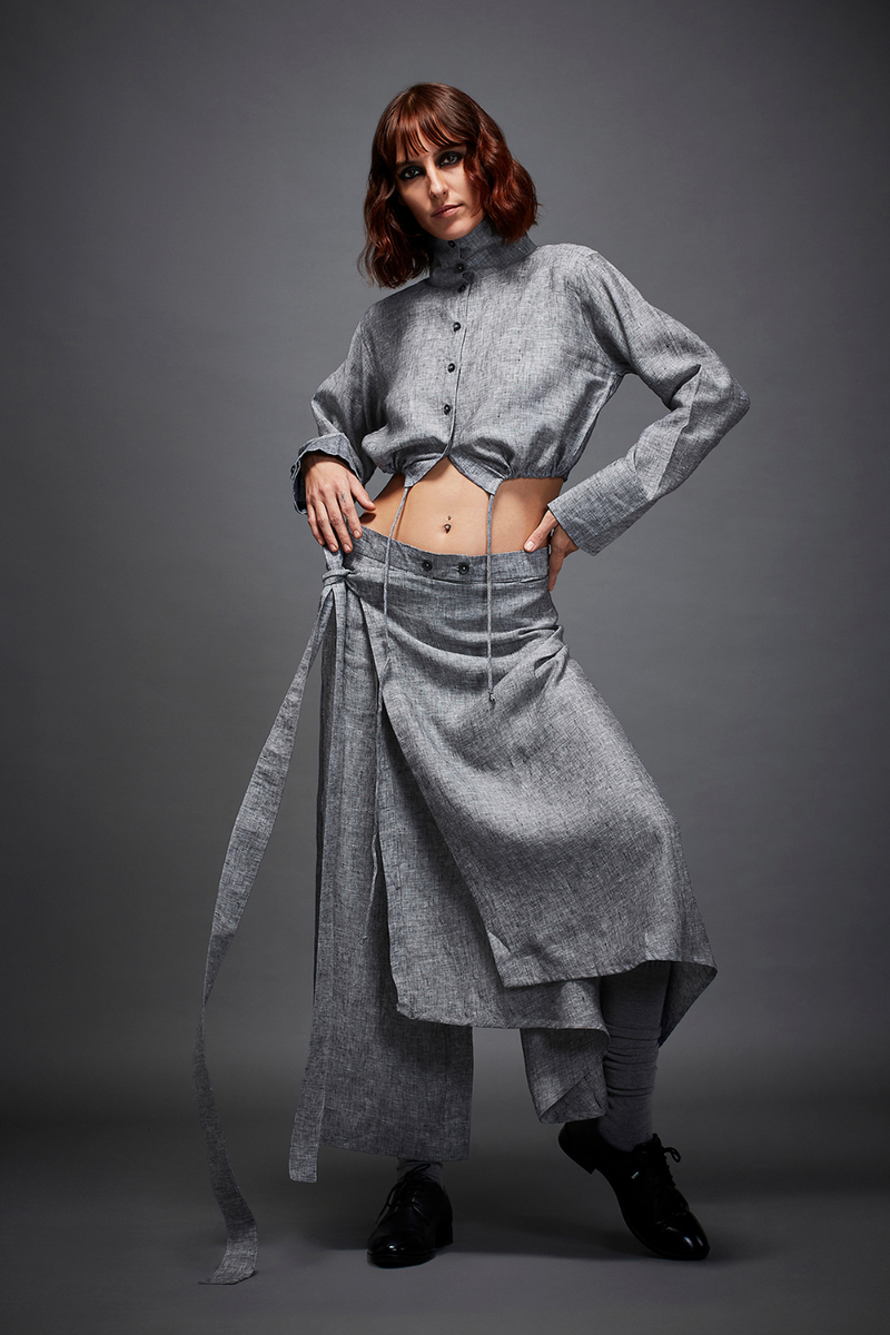 OLIVIA TROUSER by Chola in grey color for women Worldwide