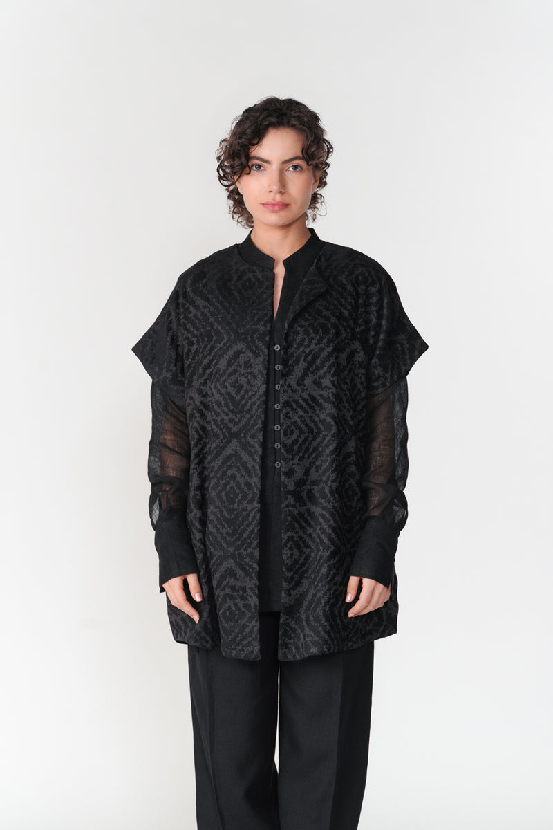 Short Drop Shoulder Overlay jacket/overlay by Turn Black in black for women Worldwide