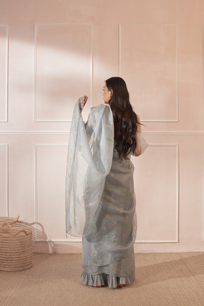 Rajnigandha & Periwinkle Kota Silk Sari