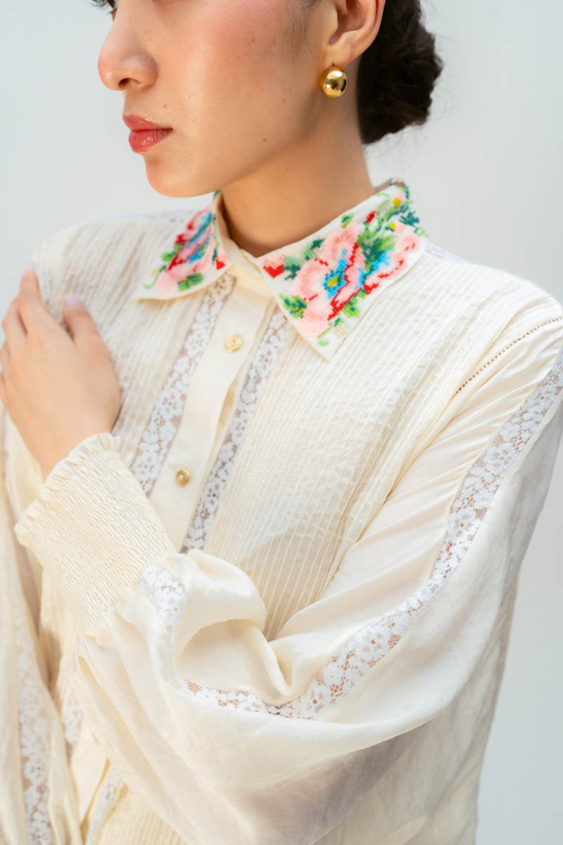 DREAM HOUR SHIRT silk top/shirt by Ode to Odd in off white for women Worldwide