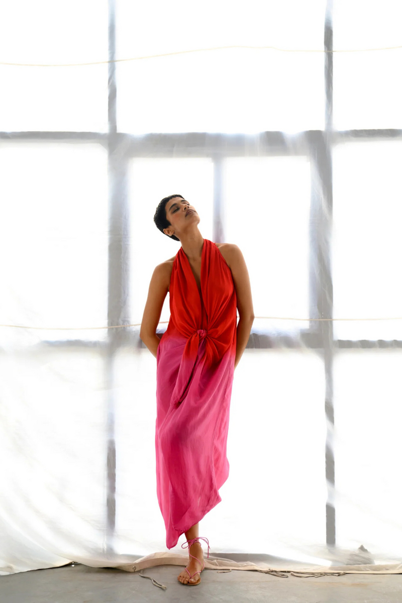 SOLANA OMBRE KNOTTED DRESS silk by Ituvana for women Worldwide