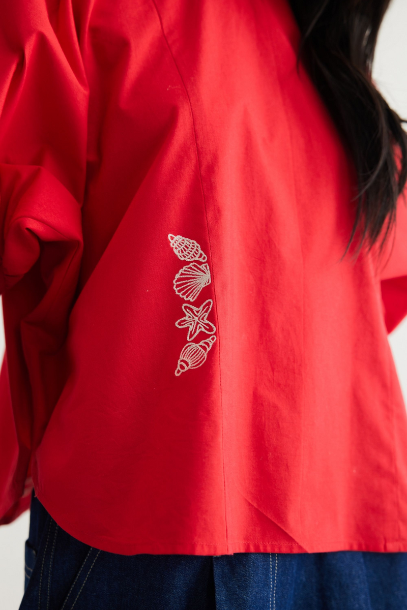 Ocean Air Organic Cotton Top poplin by SUI in red color for women Worldwide