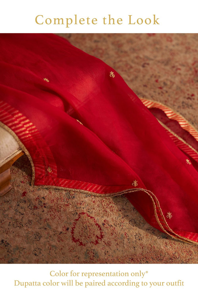 Jeriah - Short Chauga With Salwar-Red silk by SHEETAL BATRA in red color for women Worldwide