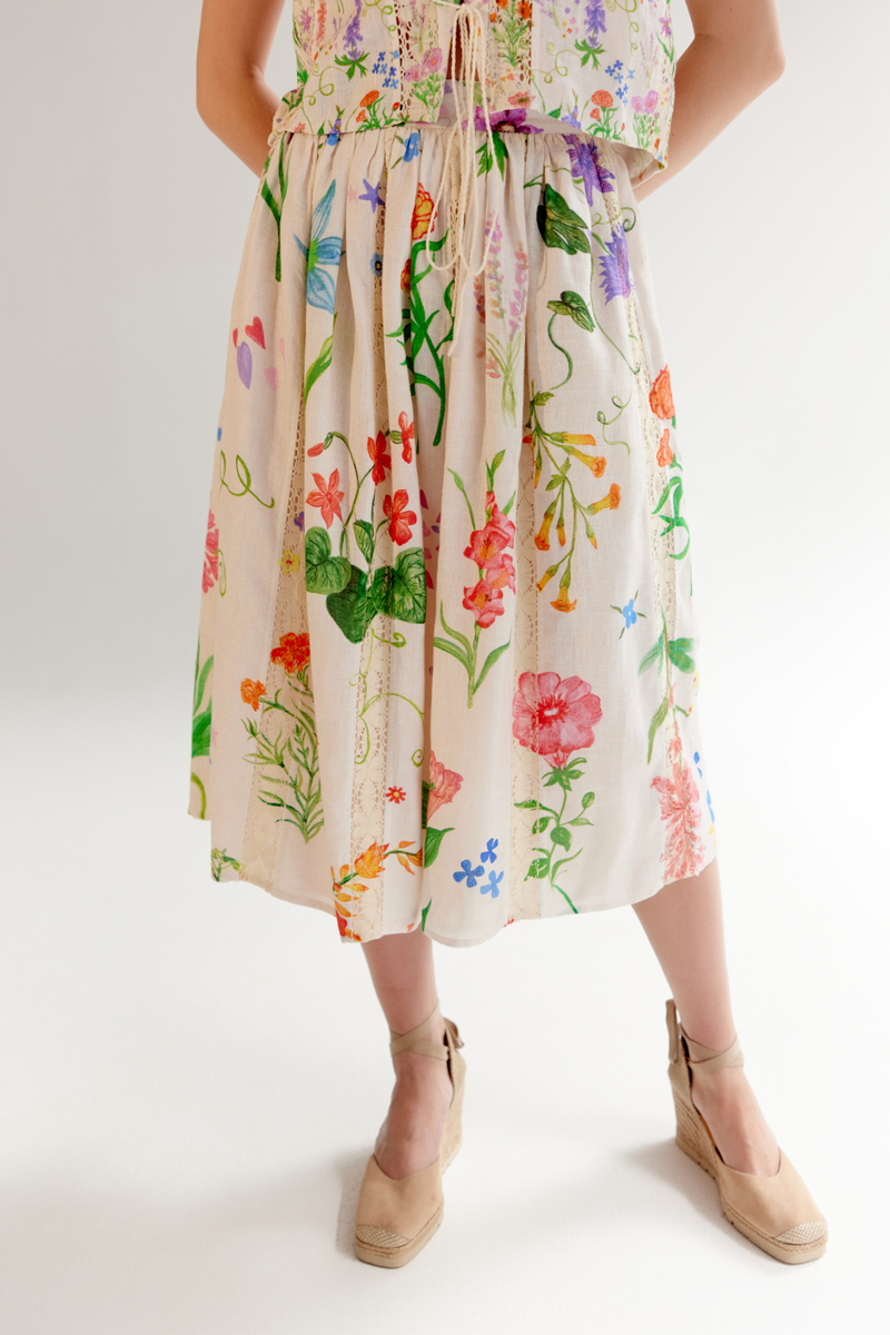 Freya Skirt - Flora linen by NOIB for women Worldwide