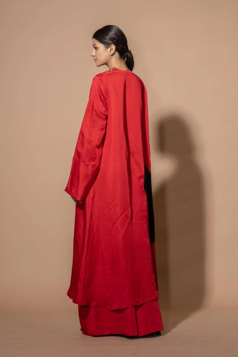 Sumac Pants satin linen pants/trousers by Stoique in red for women Worldwide