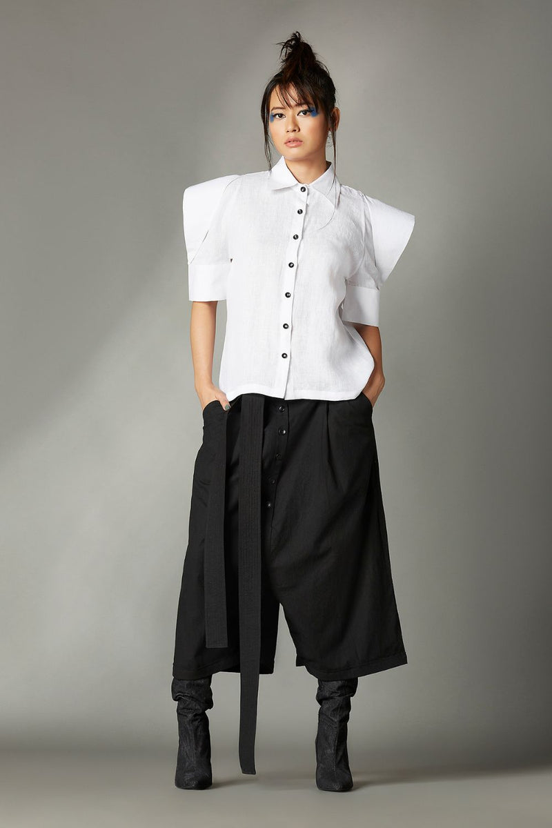 Drew Trousers in Black cotton by Chola in black color for women Worldwide