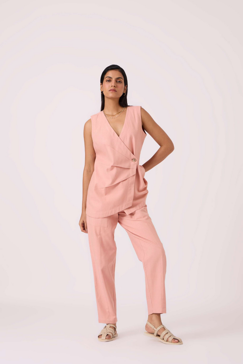 Victory Pink Handwoven Pants cotton by The Summer House in pink color for women Worldwide