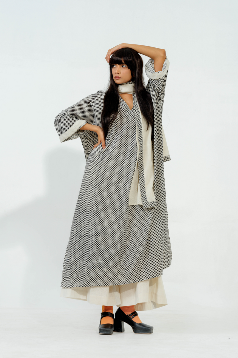 Moringa Dress cotton muslin dresses by Stoique in natural, black for women Worldwide
