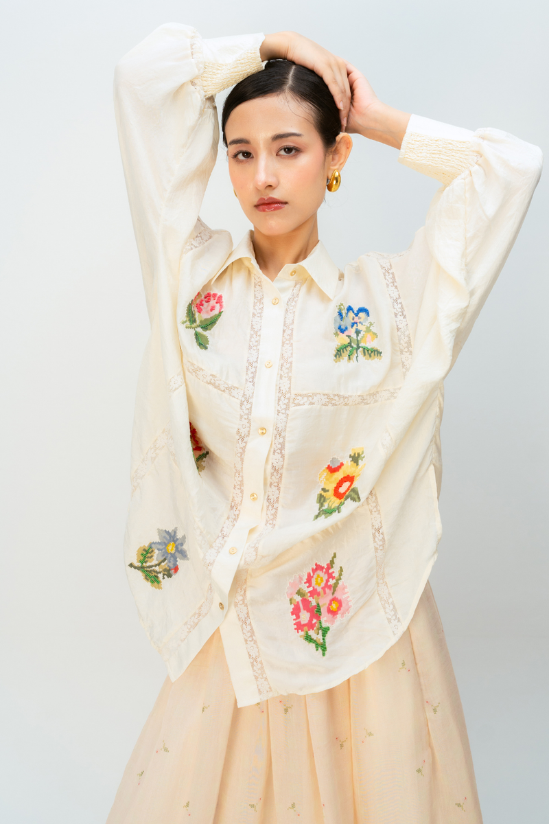 SUMMER LANTERN SHIRT silk top/shirt by Ode to Odd in off white for women Worldwide