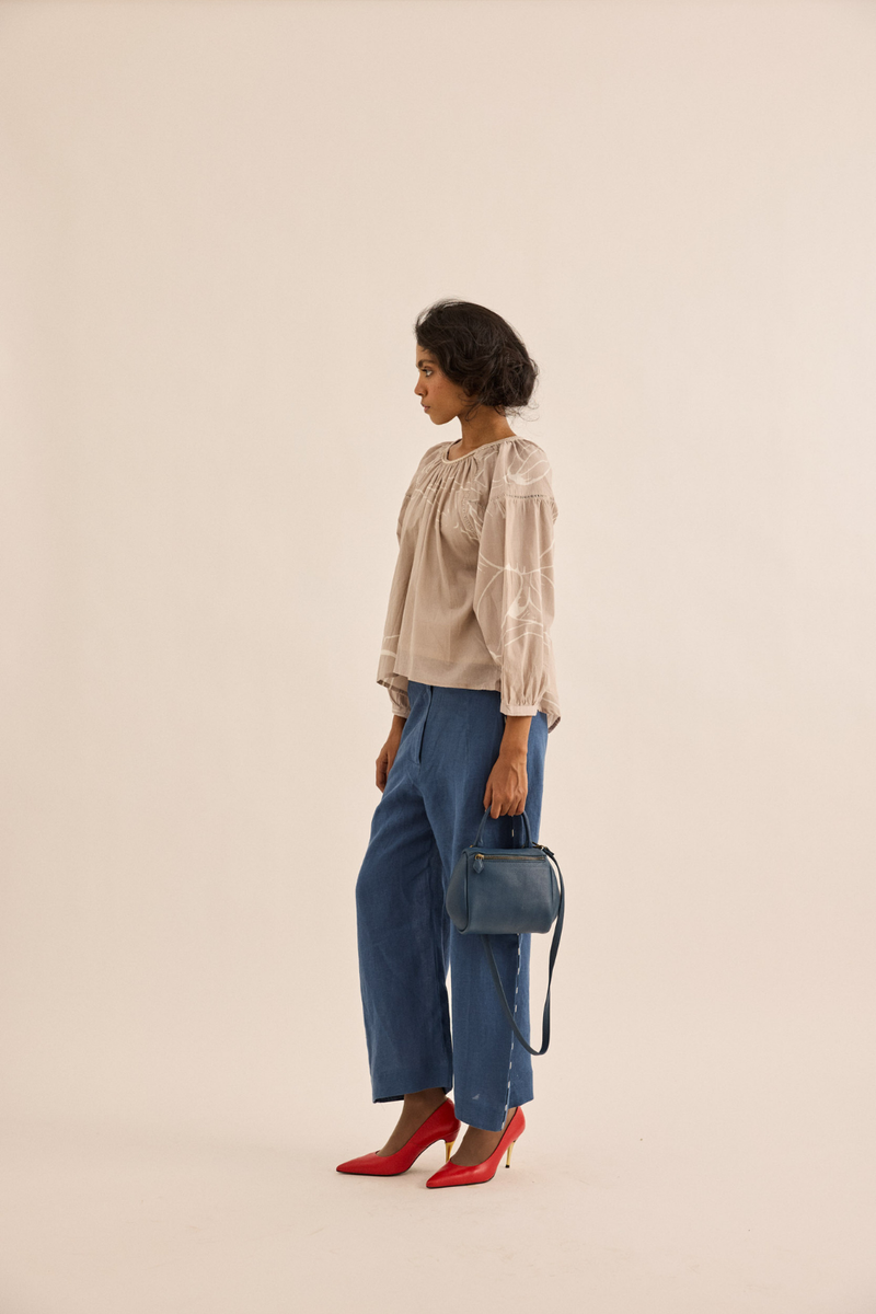 Dust Rose Top mul top/shirt by Khara Kapas in taupe for women Worldwide