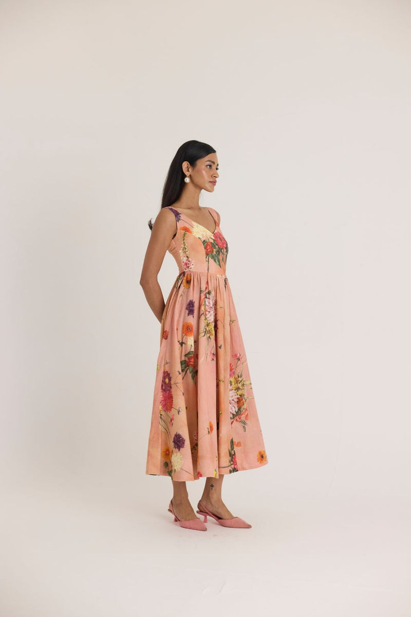 BUTTERCUP DRESS cotton by Yam in peach color for women Worldwide