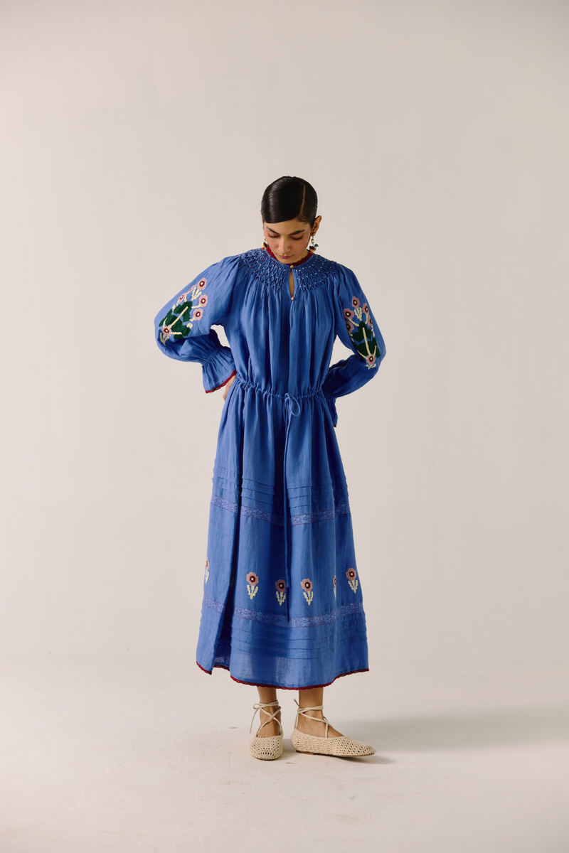 Edith Dress - Electric Blue Pixel Applique by CORD in blue for women Worldwide