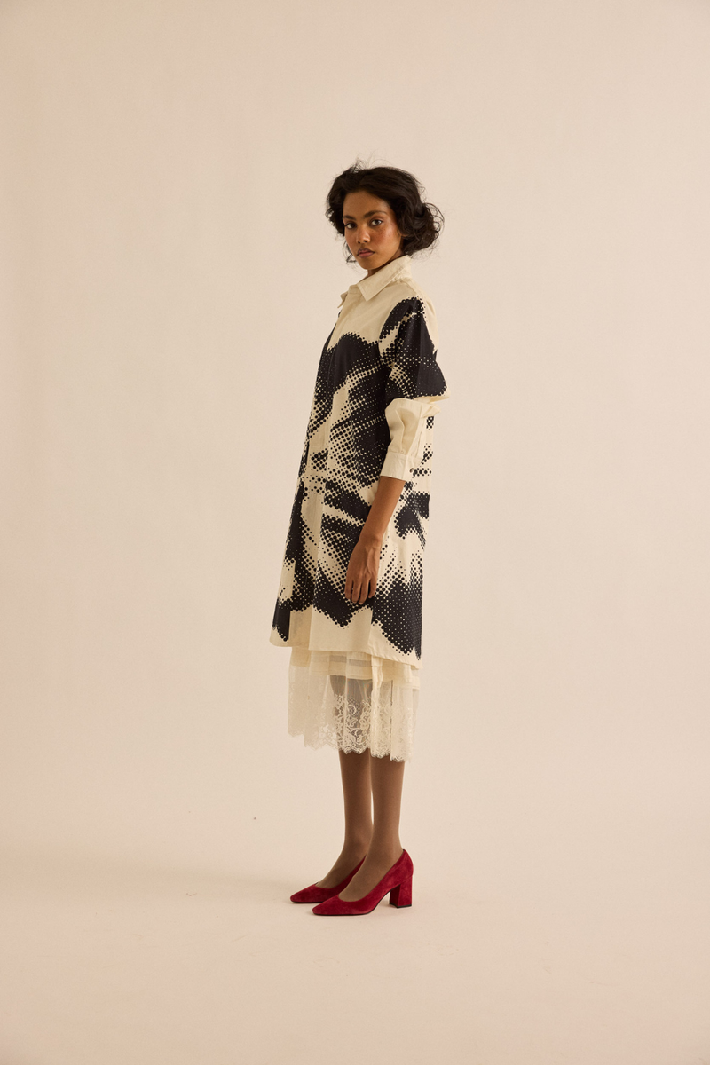 Baccara Shirt Dress poplin dress by Khara Kapas in off-white for women Worldwide