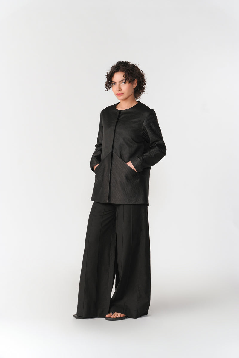 Round Neck Mashru Jacket jacket/overlay by Turn Black in black for women Worldwide