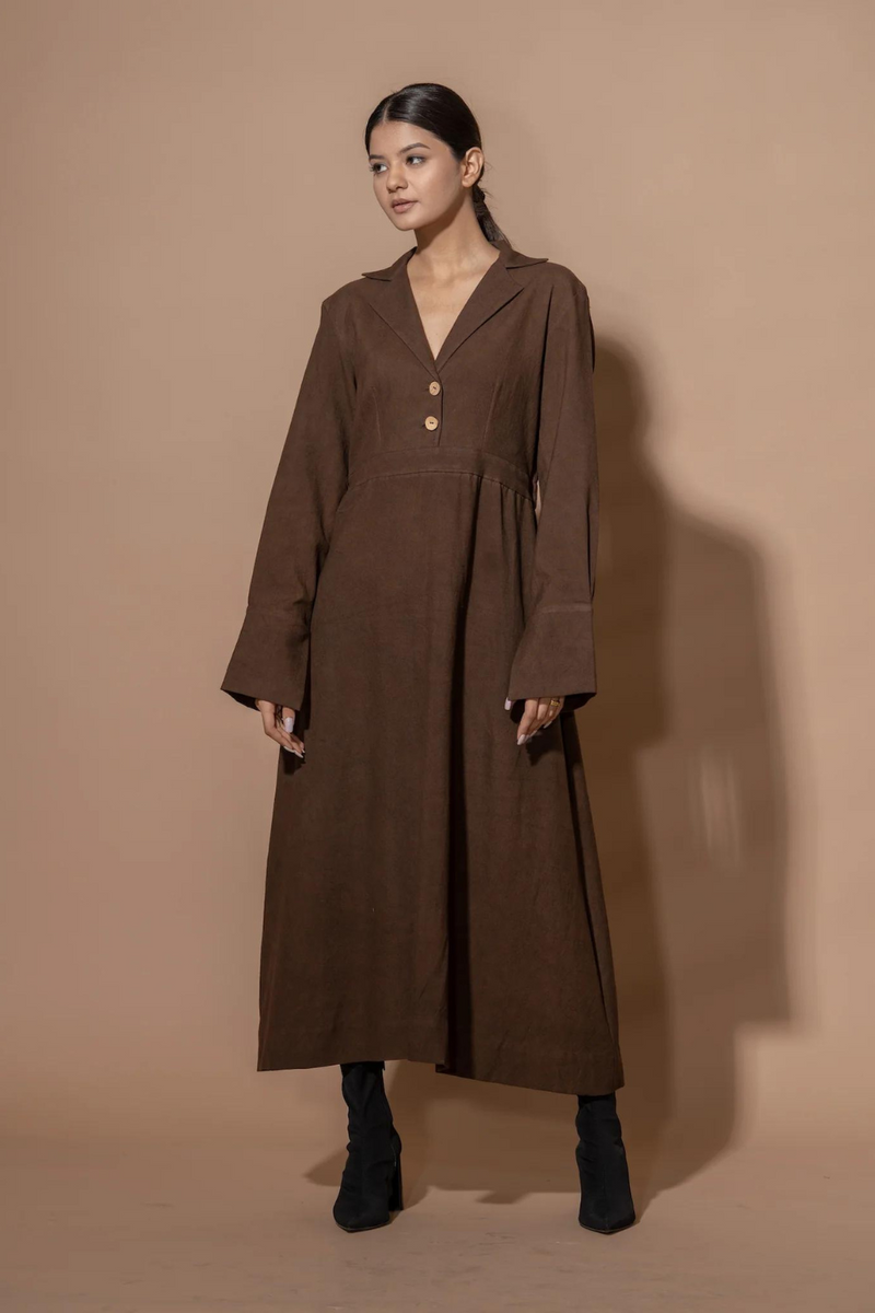 Poppy Dress cotton matty dresses by Stoique in brown for women Worldwide