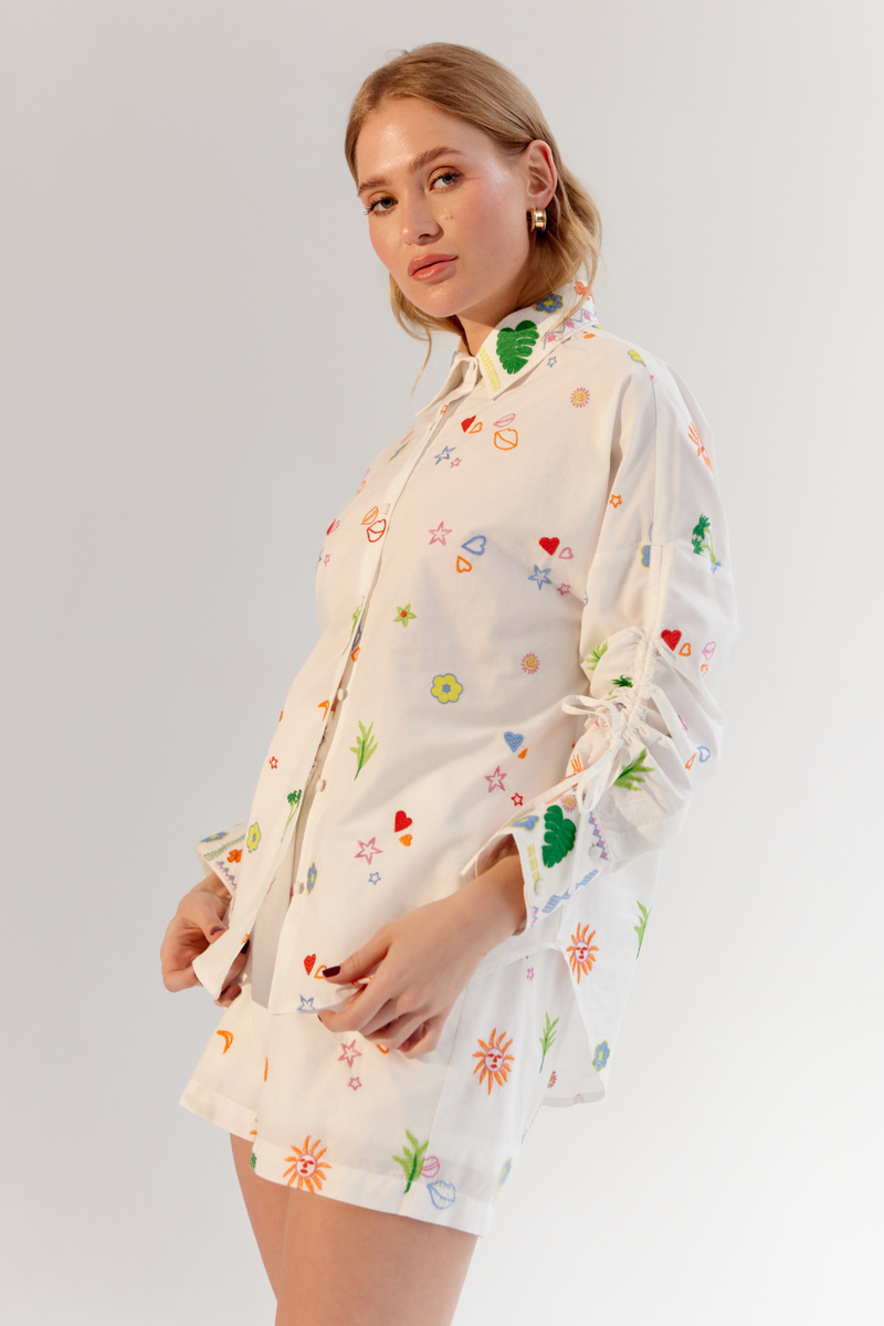 Mia Shorts - White poplin by NOIB for women Worldwide