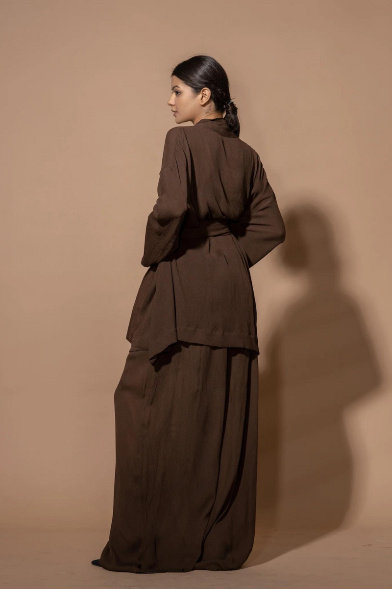 Ginger Pants crushed cotton pants/trousers by Stoique in brown for women Worldwide