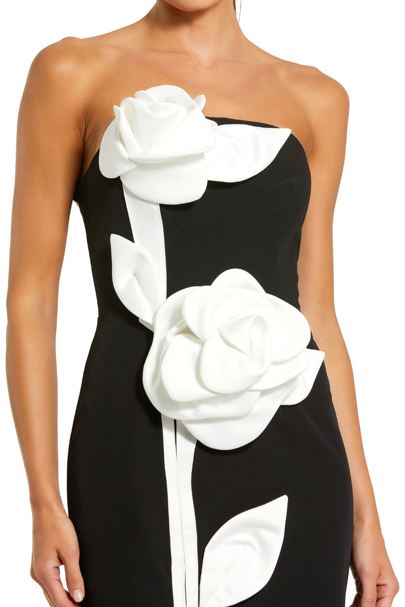 2283-Crepe Ankle Dress-Black Ivory by Mac Duggal in black color for women Worldwide