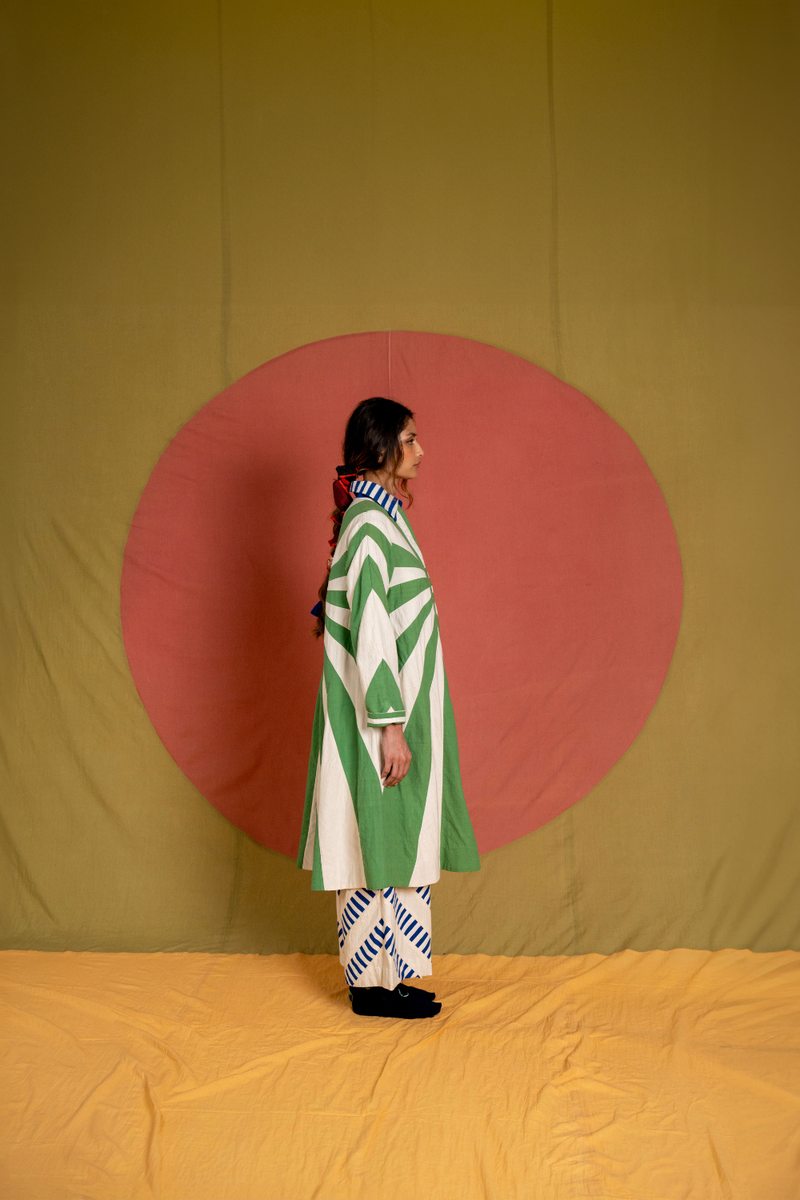 Urja Jacket-Green and White