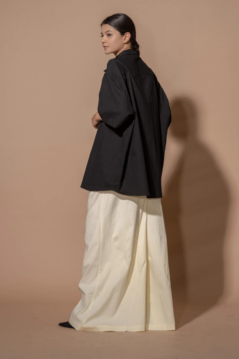 Lemongrass Shirt viscose lycra tops and shirts by Stoique in black for women Worldwide