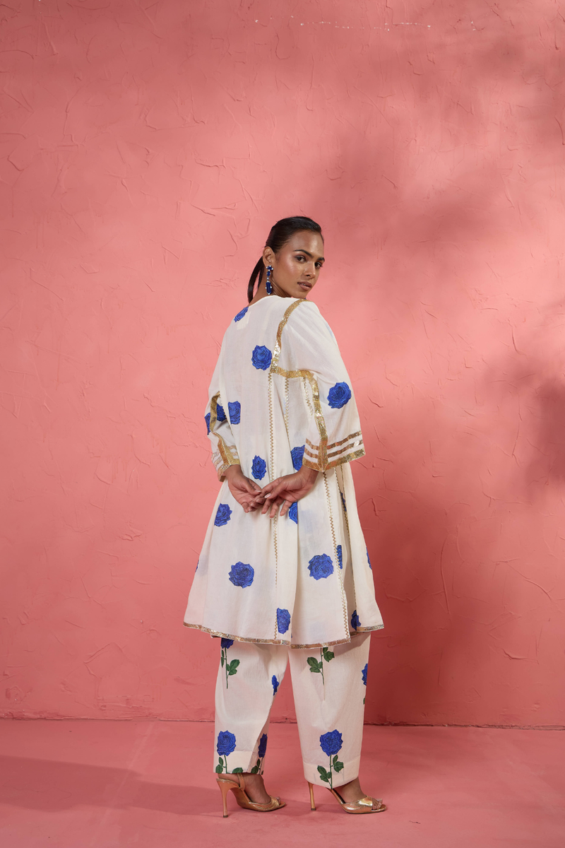 Fi Rose Gota Set cotton cambric light kurta set by AAVIDI in multicolor for women Worldwide
