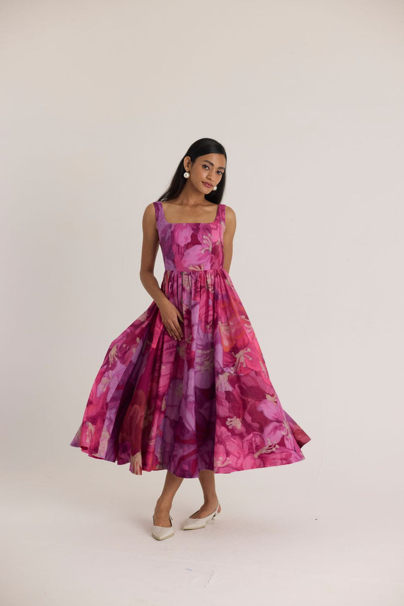 VIOLET CHERRY DRESS cotton by Yam in pink color for women Worldwide