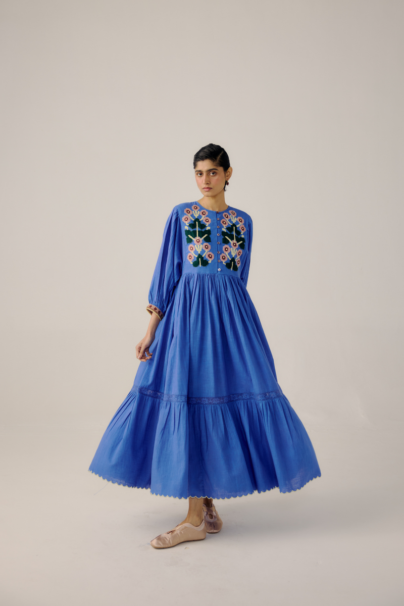 Peasant Dress - Electric Blue by CORD in blue for women Worldwide