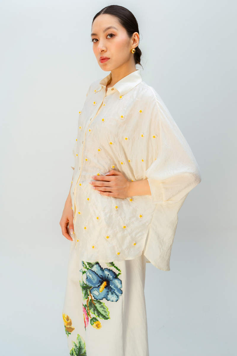 FIRST LIGHT SHIRT silk top/shirt by Ode to Odd in off white for women Worldwide