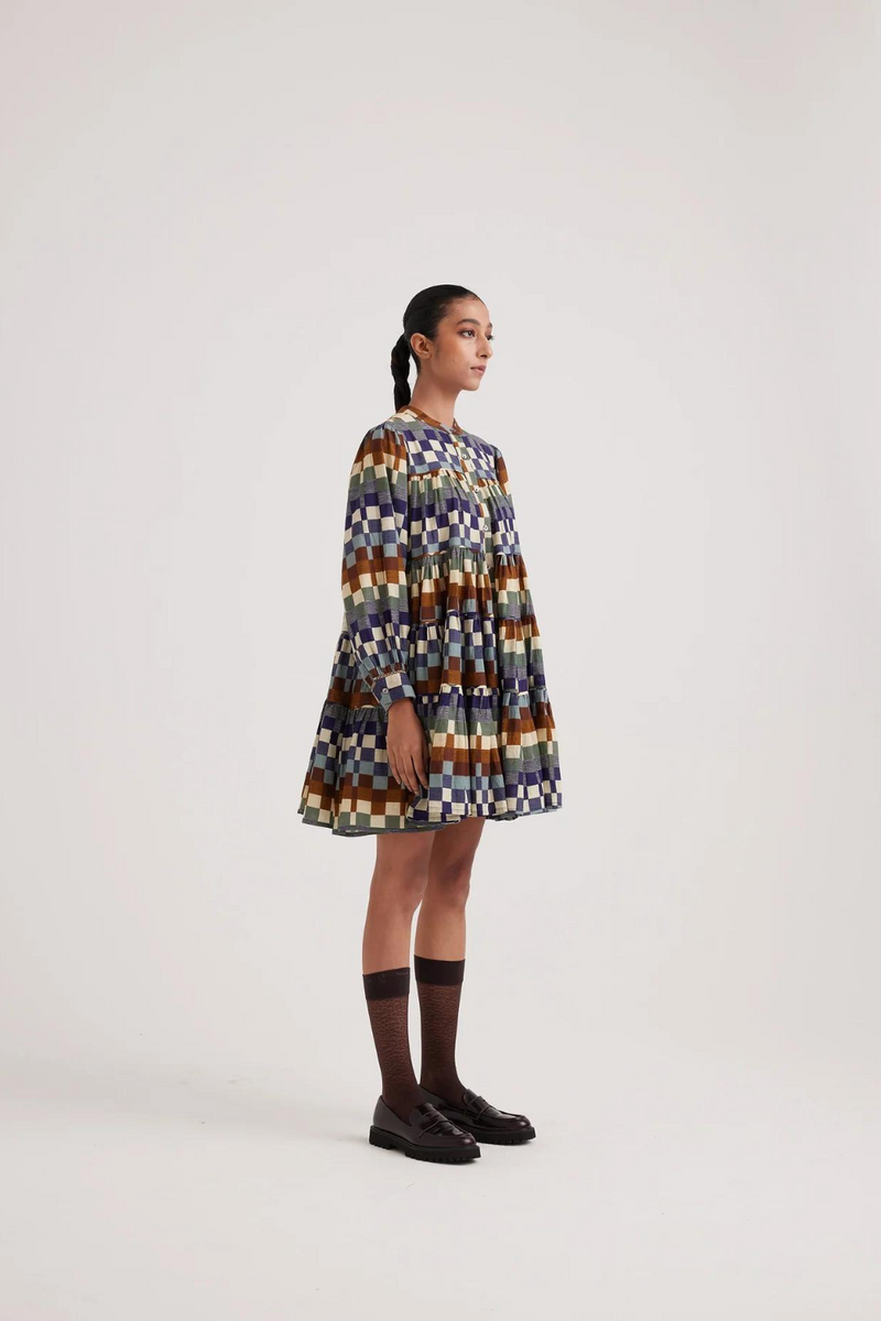 Tier Dress-Checkers cotton by CORD for women Worldwide