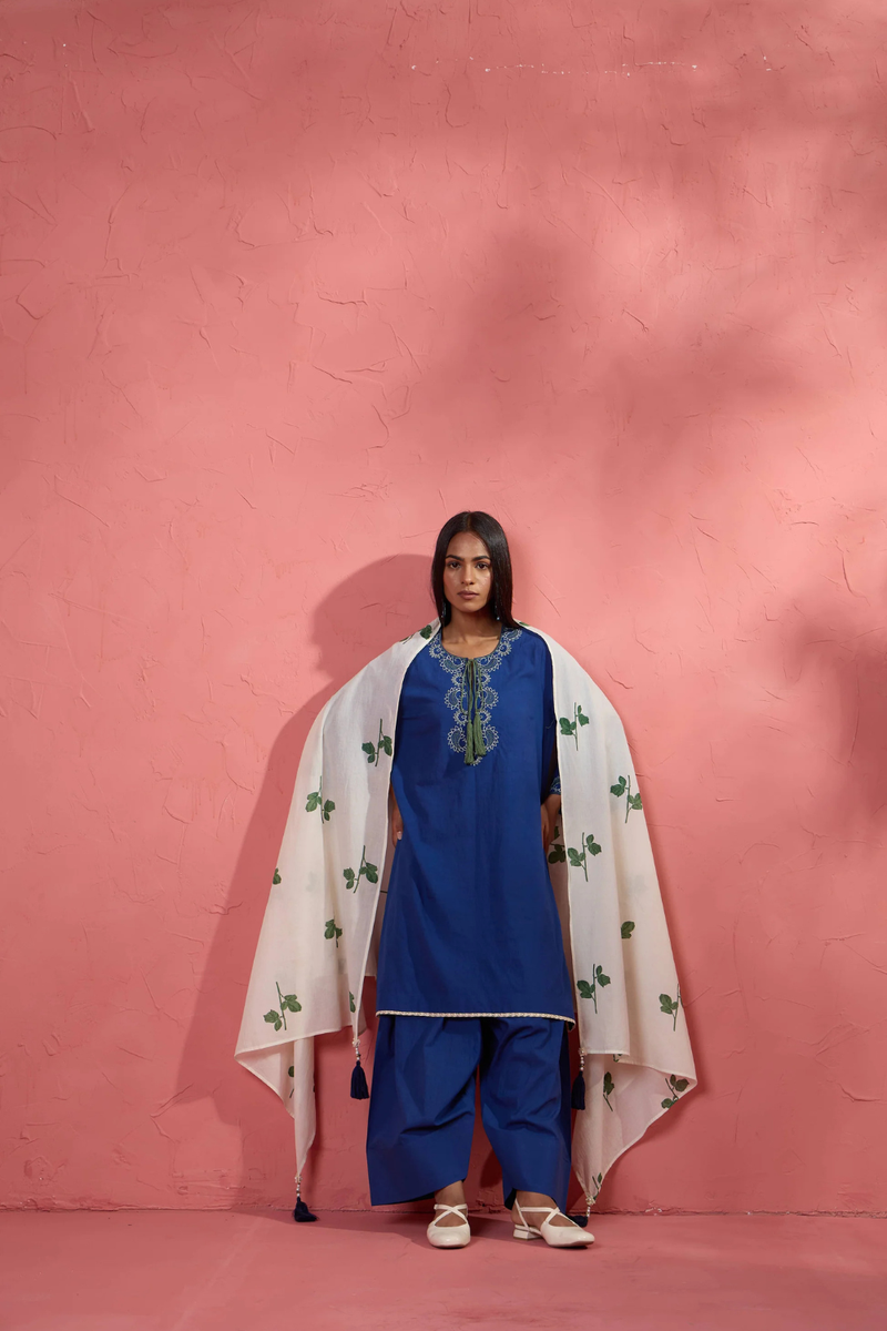 Leaf Dupatta cotton cambric dupatta by AAVIDI for women Worldwide