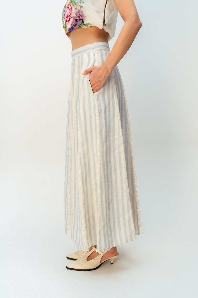 MEADOW LINE SKIRT linen skirt by Ode to Odd in blue for women Worldwide