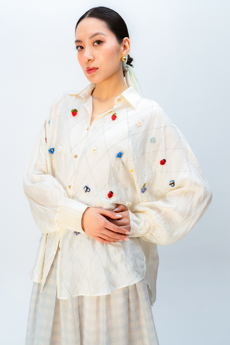 DREAMCORE SHIRT silk top/shirt by Ode to Odd in off white for women Worldwide
