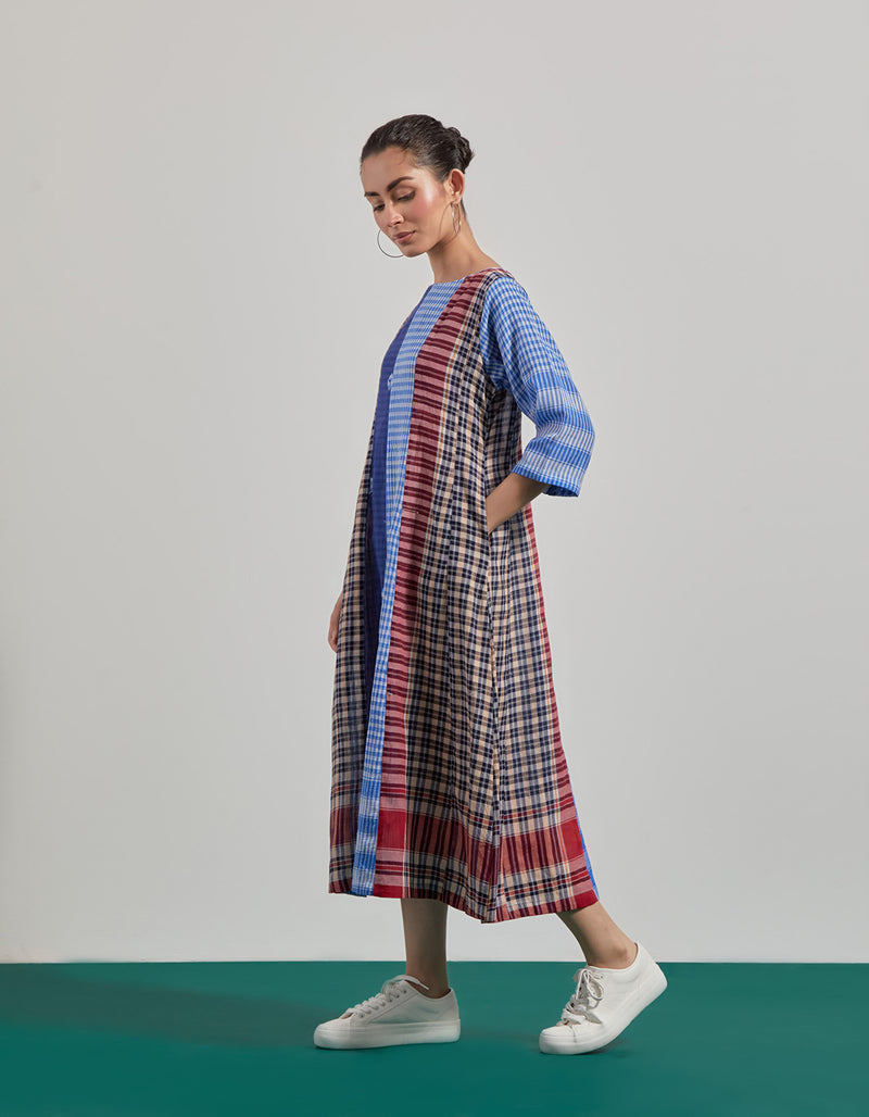The Sarus Dress gamcha dress by 145 East in blue for women Worldwide